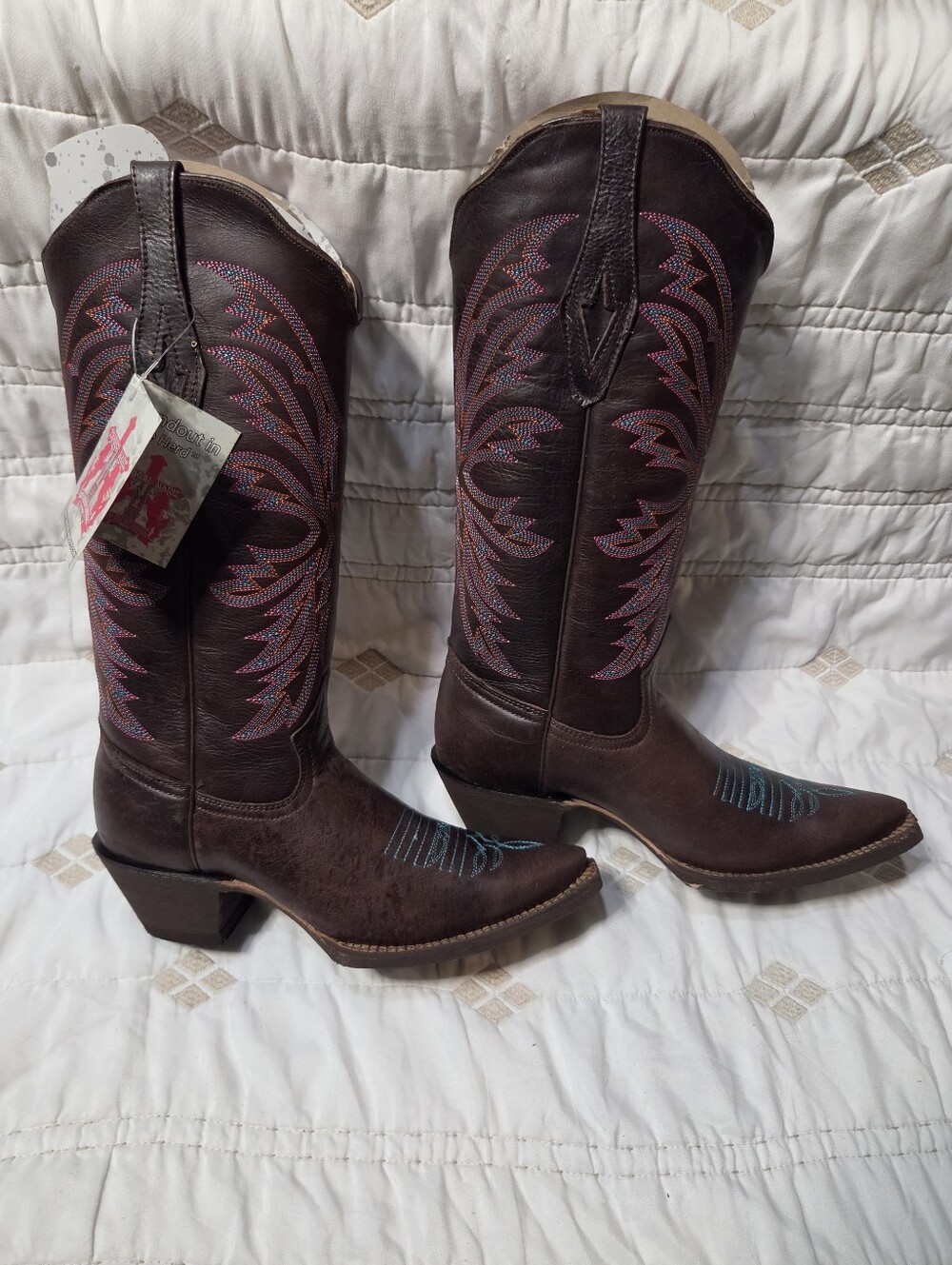 TANNER MARK WOMEN’S Classic Brown Calf Cowgirl Boots Snip toe Size 7.5
